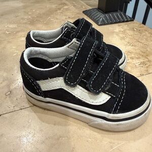 Vans Kids Black and White Velcro Sneakers